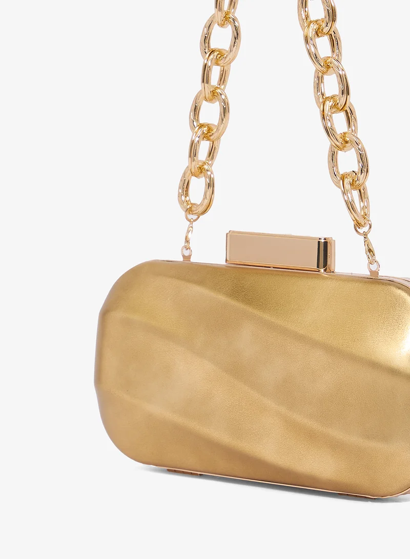 Khizana Gold Metallic Gold Statement Bag With Thick Chain for Women | Best Price UAE